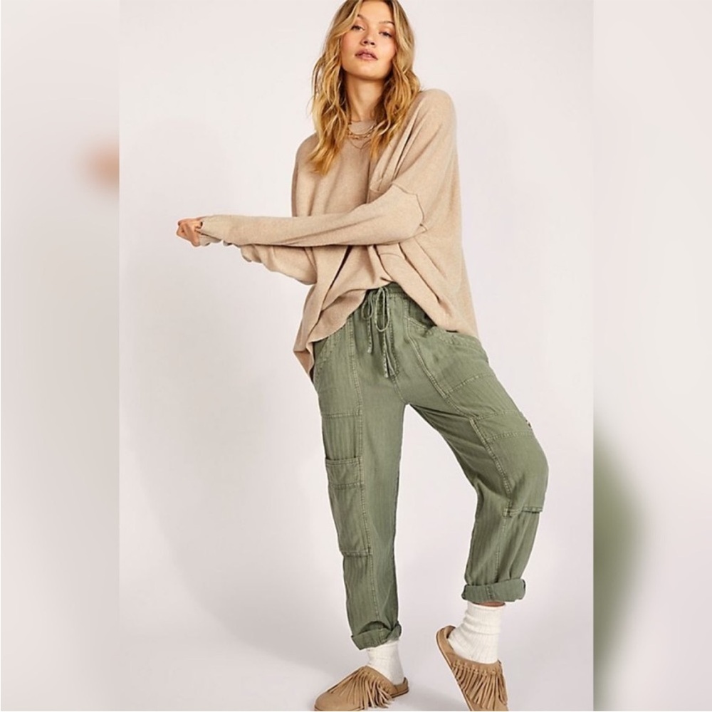 Free People feelin good olive green utility pants